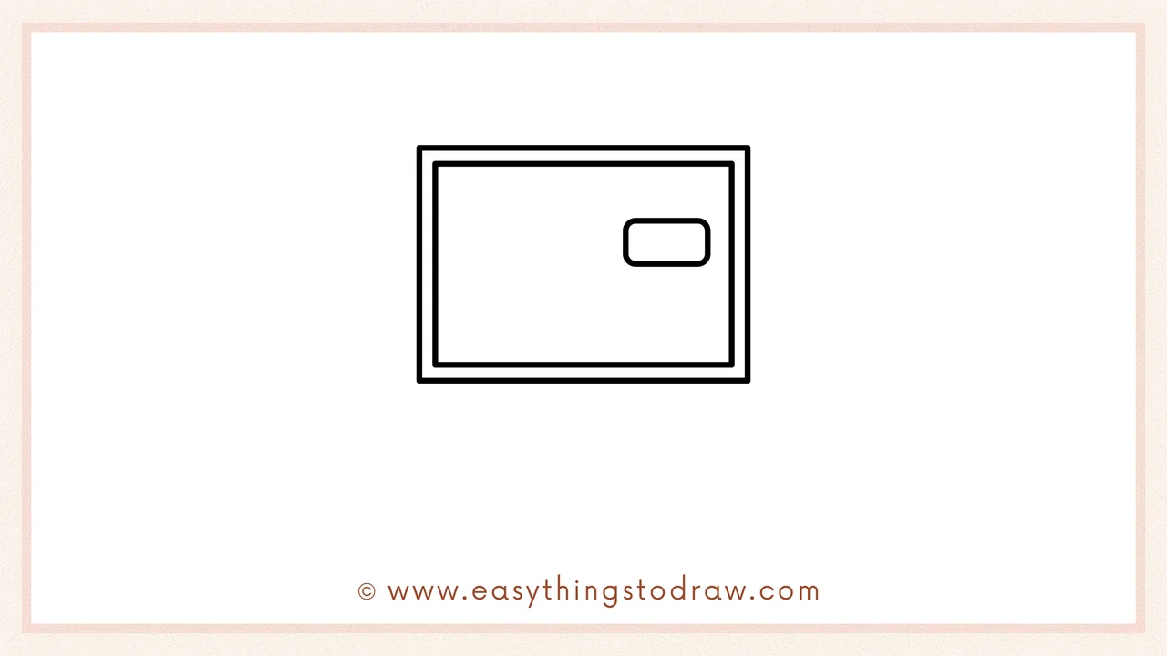 Step 2 of drawing a cute laptop in steps – Adding an inner screen border and a tiny rounded webcam on the main screen.