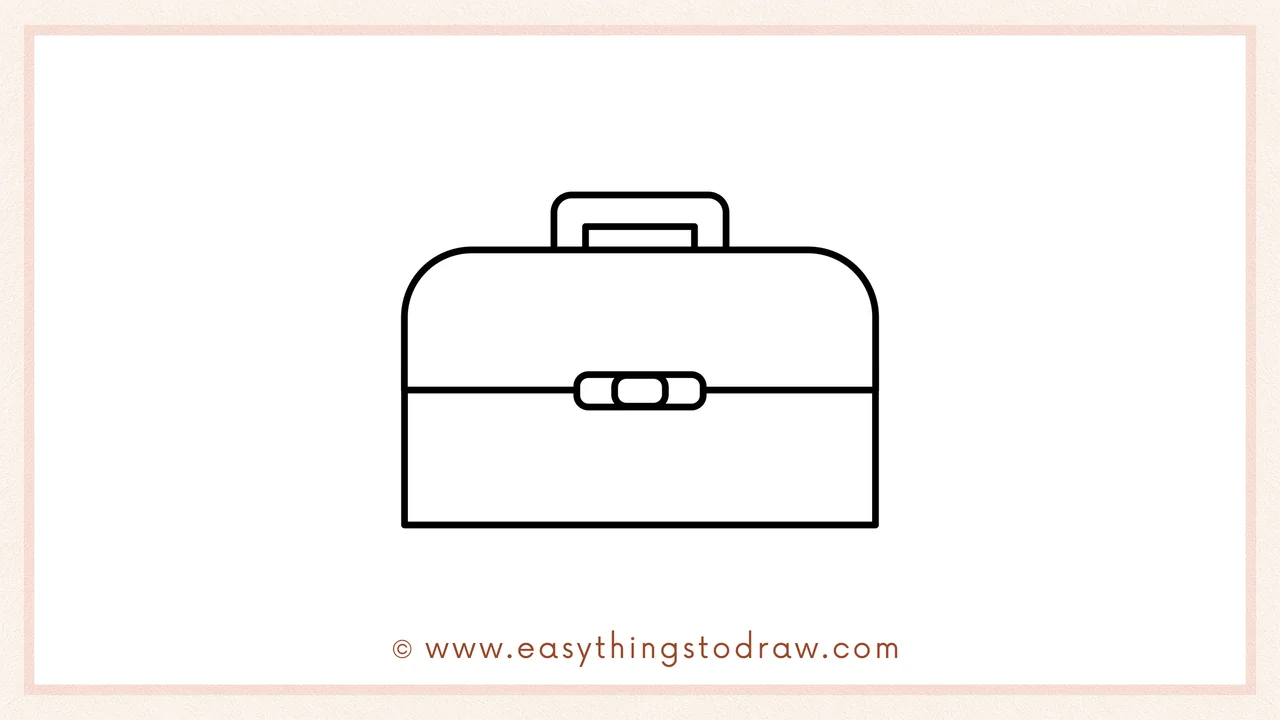 Step 5 of how beginners can draw a lunch box – Drawing a horizontal line to separate the lunch box lid from its base.