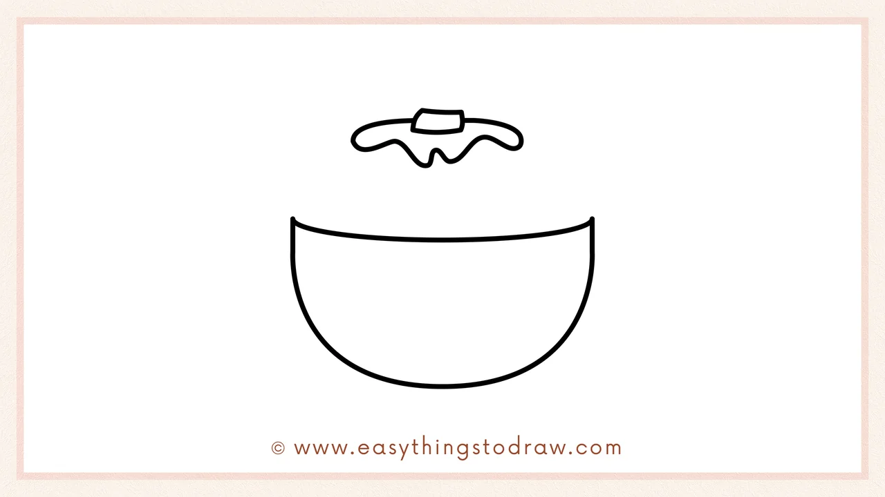 Step 3 of sketching a bowl of mashed potatoes for beginners – Sketching a wavy line for gravy dripping from the butter.