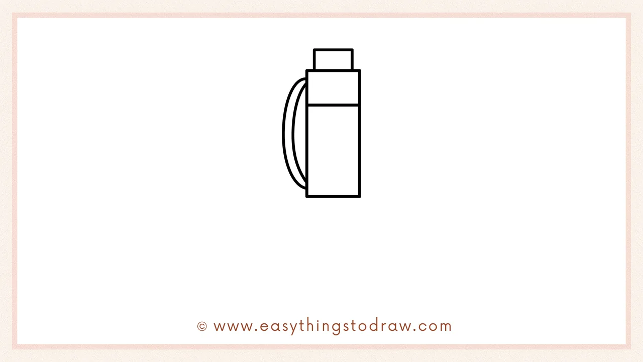Step 3 of sketching a pen for beginners – Two curved lines are drawn on the top left side of the pen to create the pen clip.