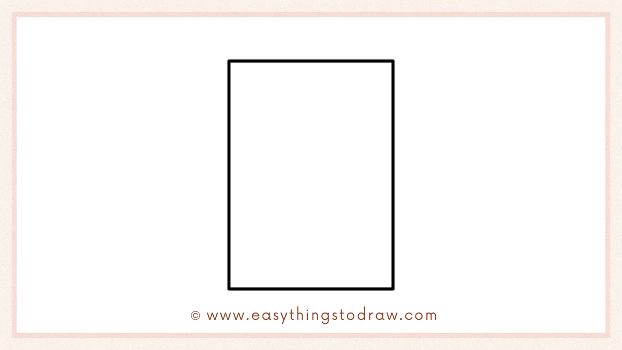 Step 2 of drawing a piece of paper – completing the tall rectangle shape for the main paper body.