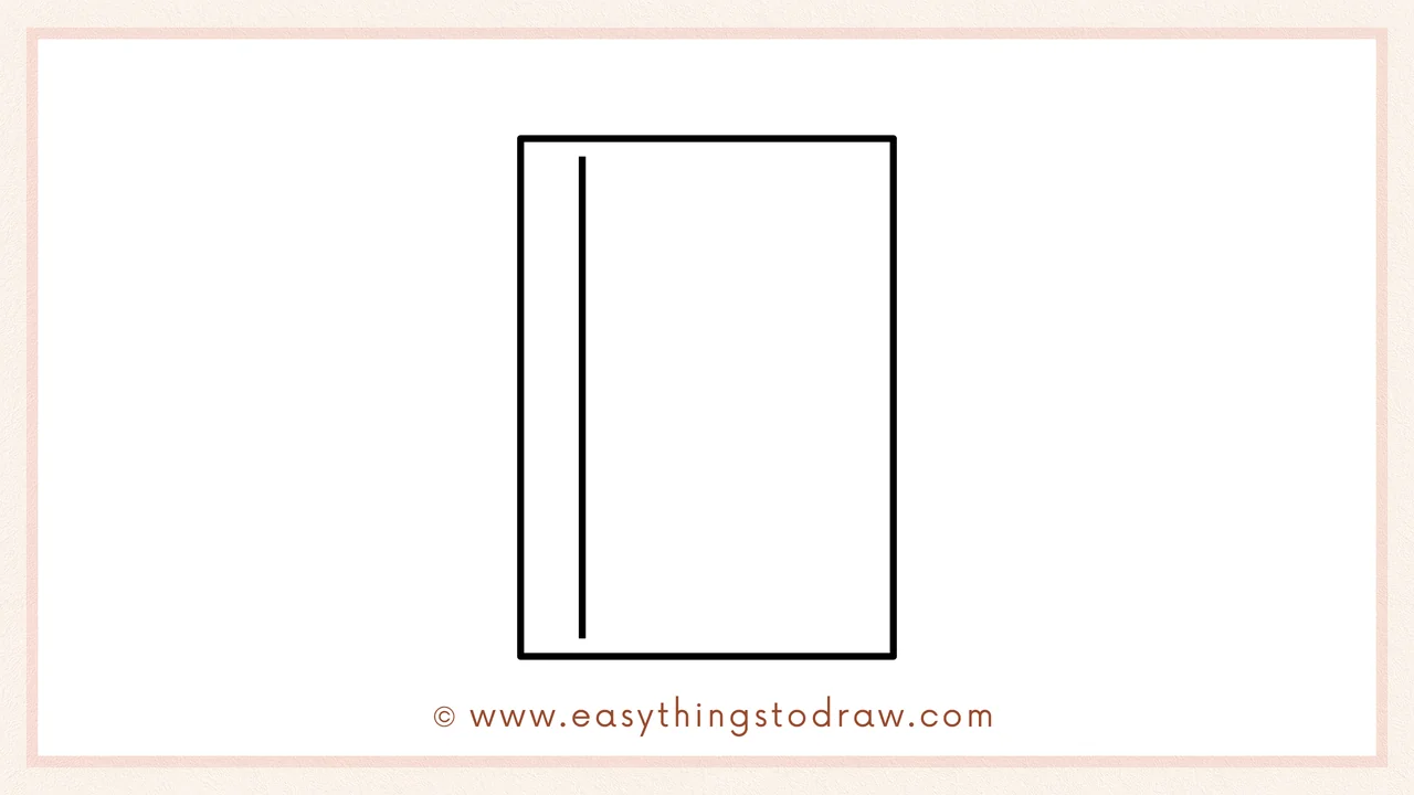 Step 3 of sketching a piece of paper for beginners – adding a vertical margin line near the left side.