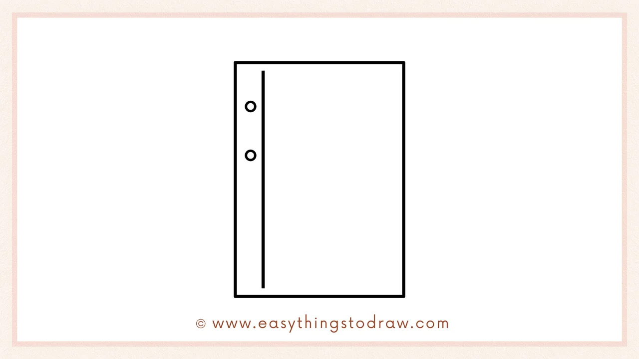 Step 4 of step-by-step piece of paper sketch – drawing two small circles for the first hole punches.