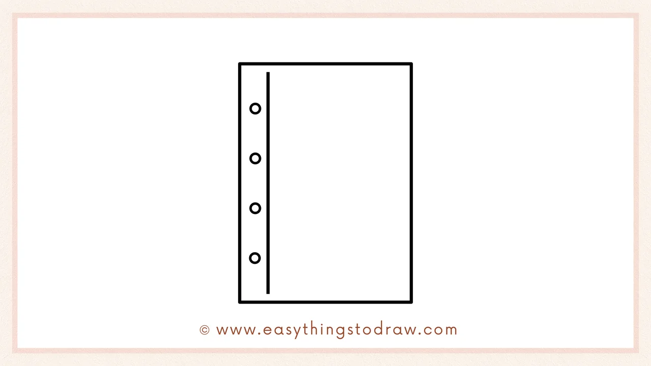 Step 5 of easy piece of paper drawing steps – adding two more hole punch circles, making four total.