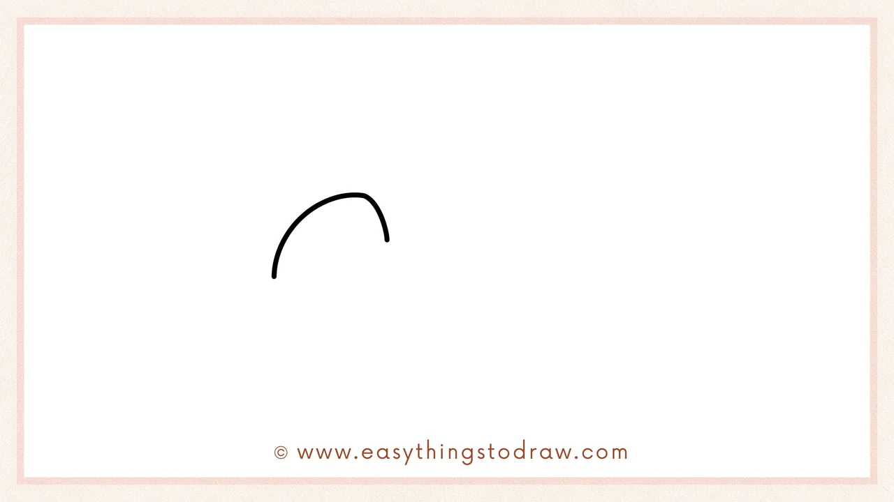 Step 1 of how to draw a Thanksgiving bread – Drawing a curved arch on the left for the first top bump of the loaf.