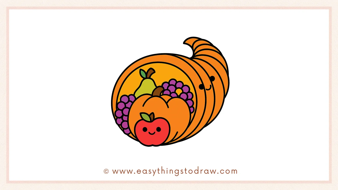 How to Draw a Thanksgiving Cornucopia Step by Step – Simple Art Lesson for Children