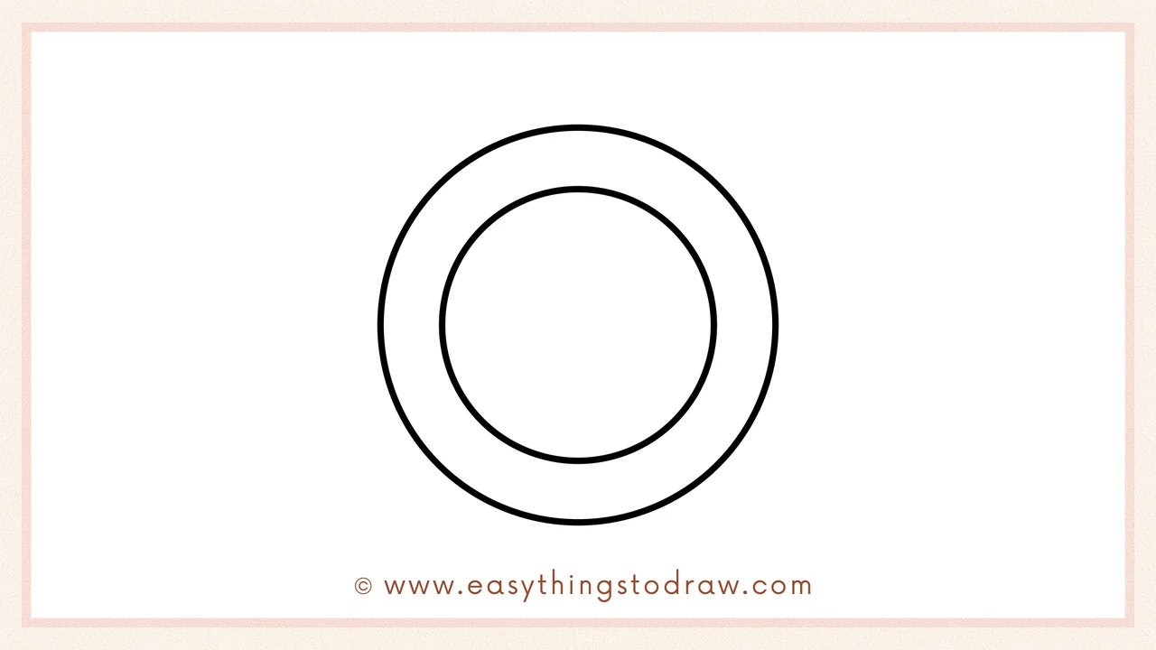 Step 5 of easy Thanksgiving plate drawing steps – Close the inner curve into a full circle for the plate's center surface.