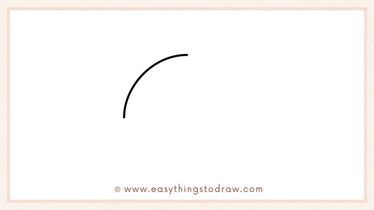 Step 1 of how to draw a thanksgiving roll – Begin by drawing a large curved line for the top of the roll.