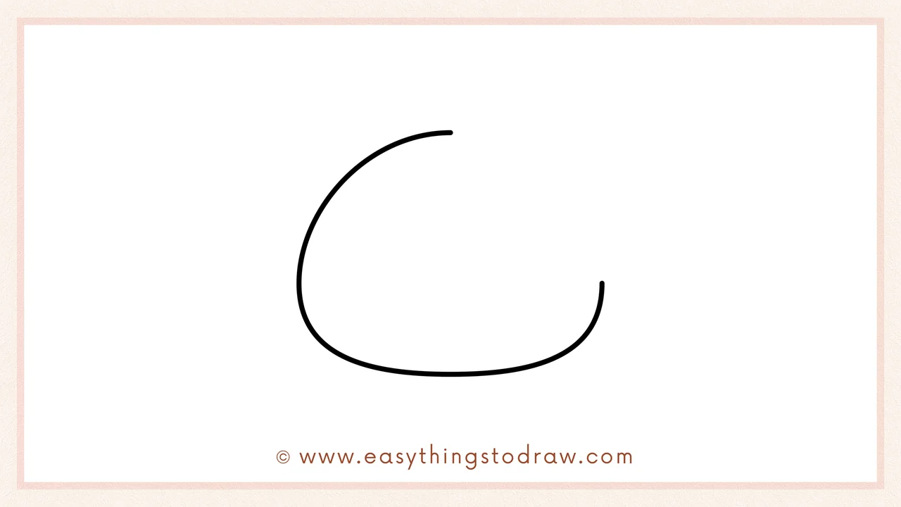 Step 2 of drawing a thanksgiving roll – Extend the line downwards and around to form a full, rounded oval bottom.