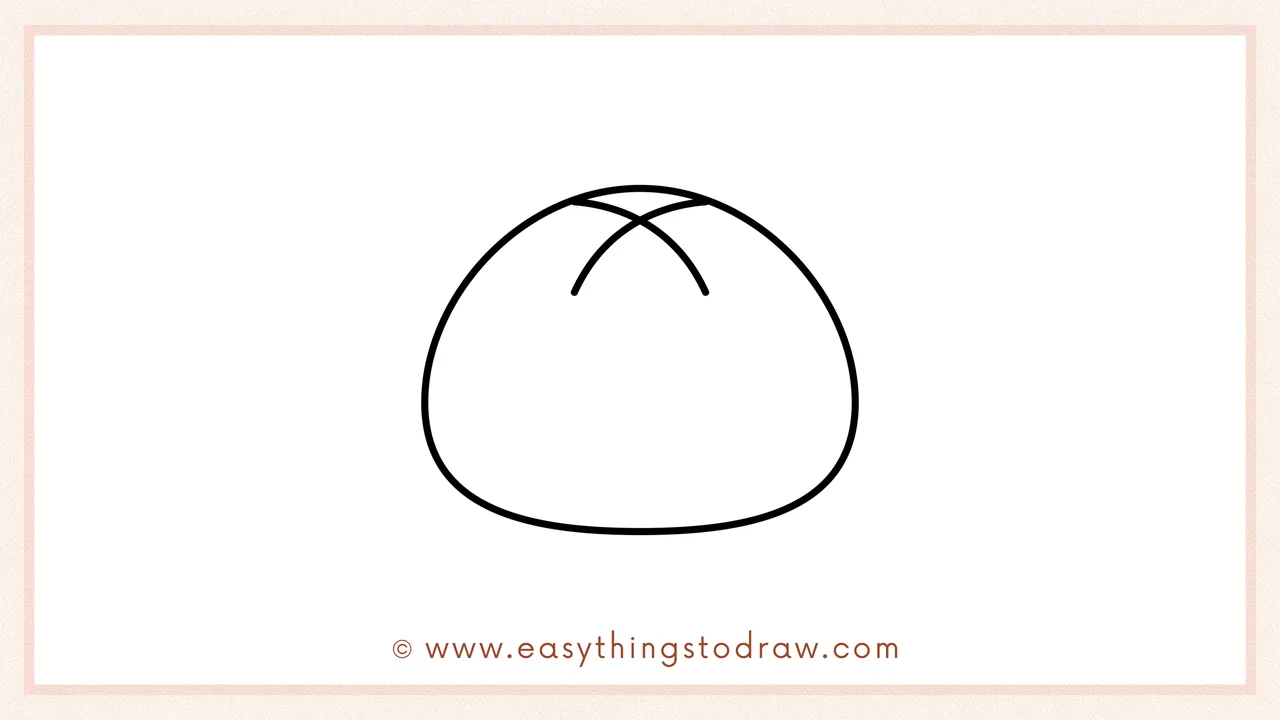 Step 5 of easy thanksgiving roll drawing steps – Add a second overlapping curved line for an extra puffy look.