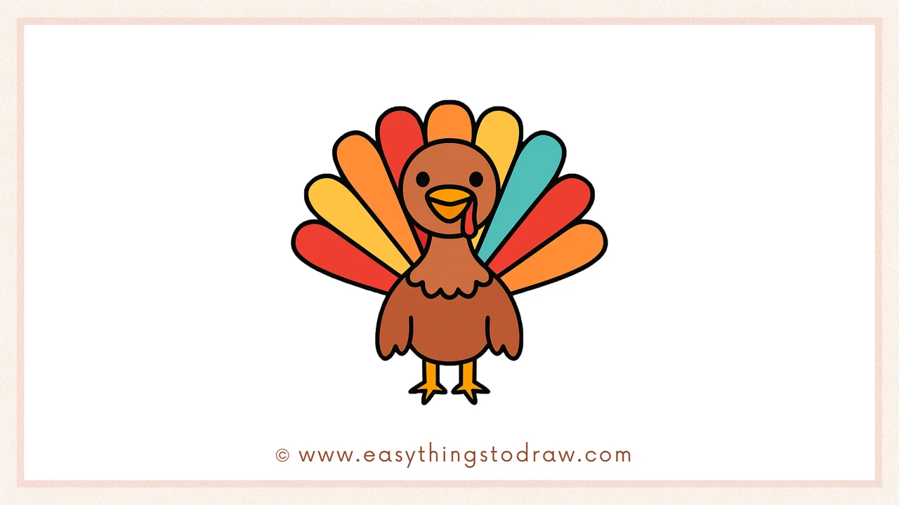 How to Draw a Cute Thanksgiving Turkey Step by Step – Fun Drawing Guide for Young Artists