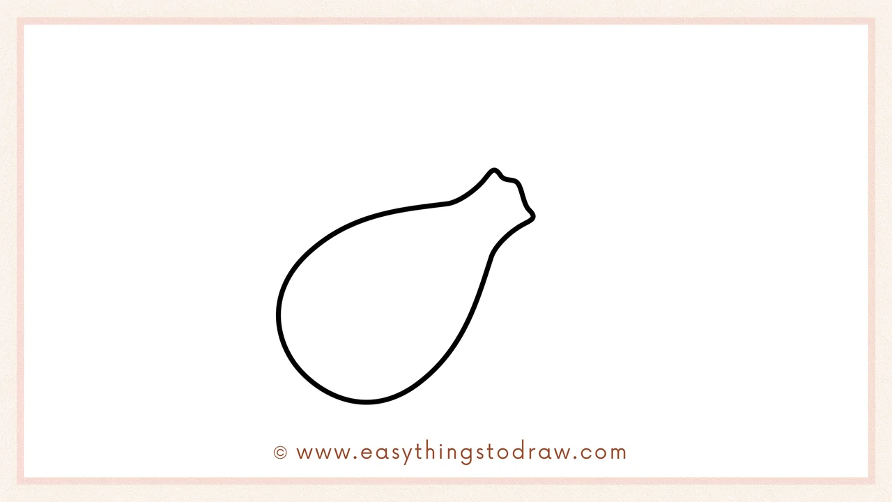 Step 3 of sketching a turkey leg for beginners – continuing the curve back up to the right and finishing with a small bump.