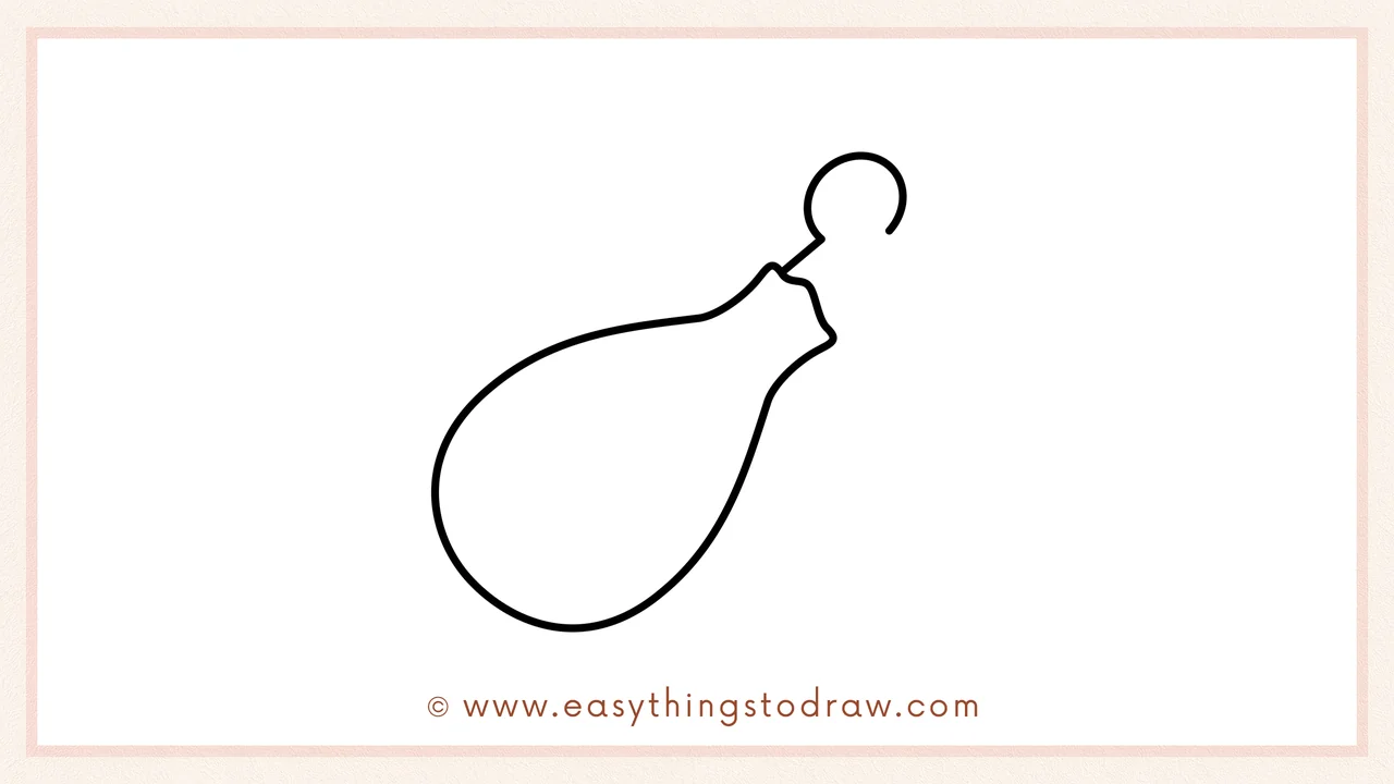 Step 4 of step-by-step turkey leg sketch – adding a small circle on top of the end for the first bone knob.