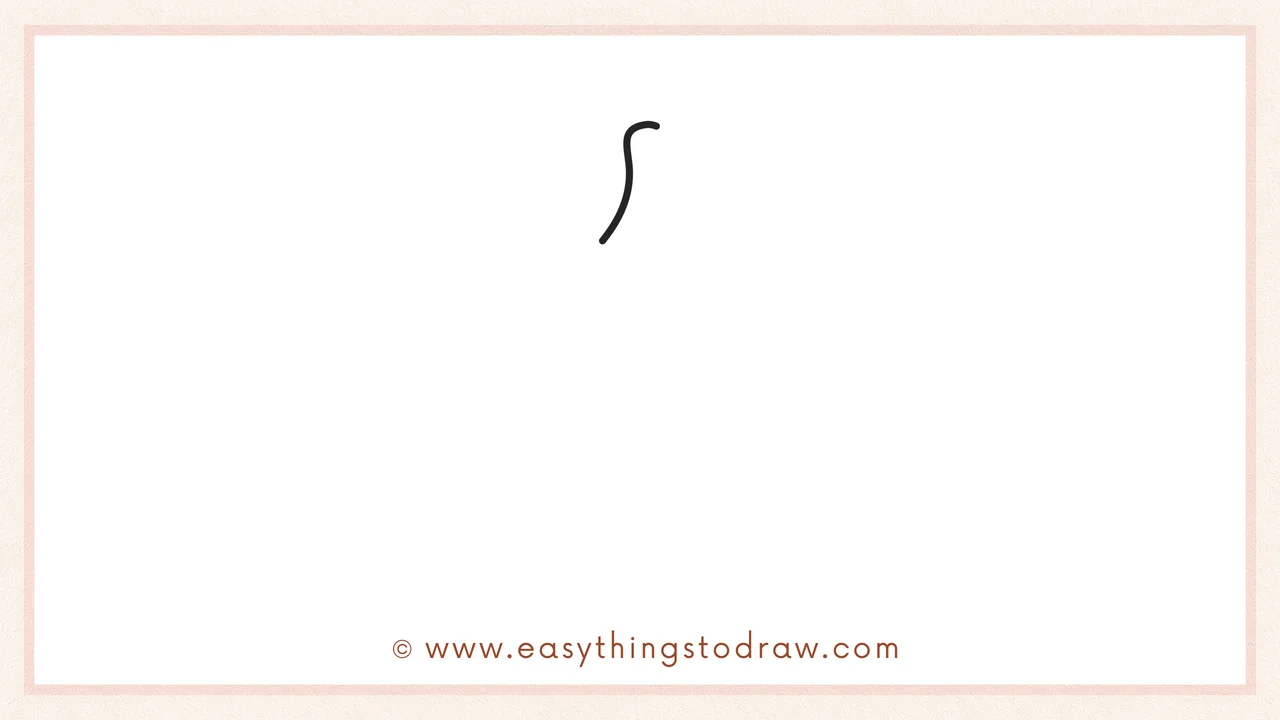 Step 1 of how to draw a wishbone – drawing a long curved line for the left side.