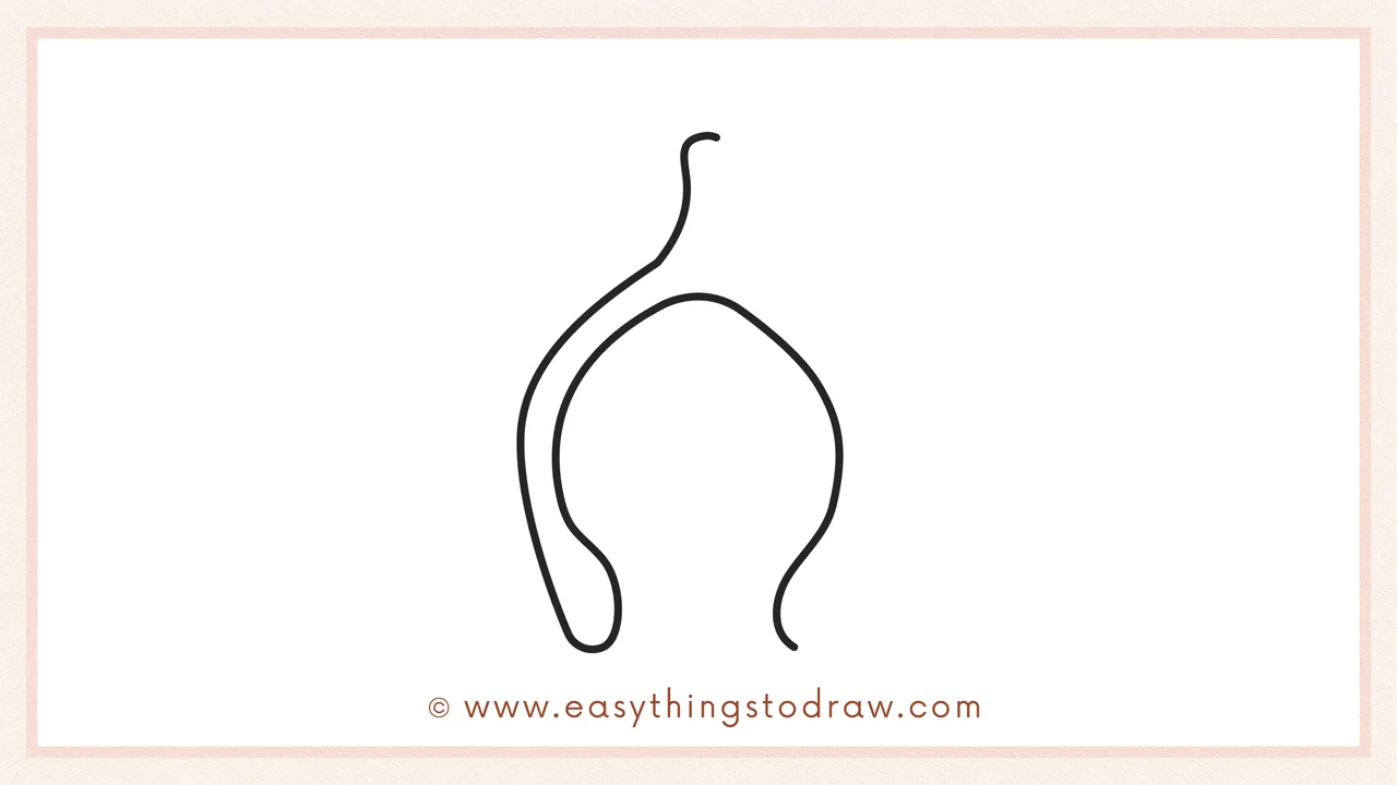 Step 4 of step-by-step wishbone sketch – extending the inner curve to form a closed inner shape.