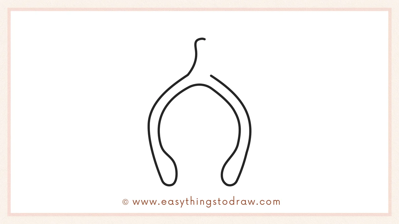 Step 5 of easy wishbone drawing steps – drawing the outer right curve to complete the wishbone outline.