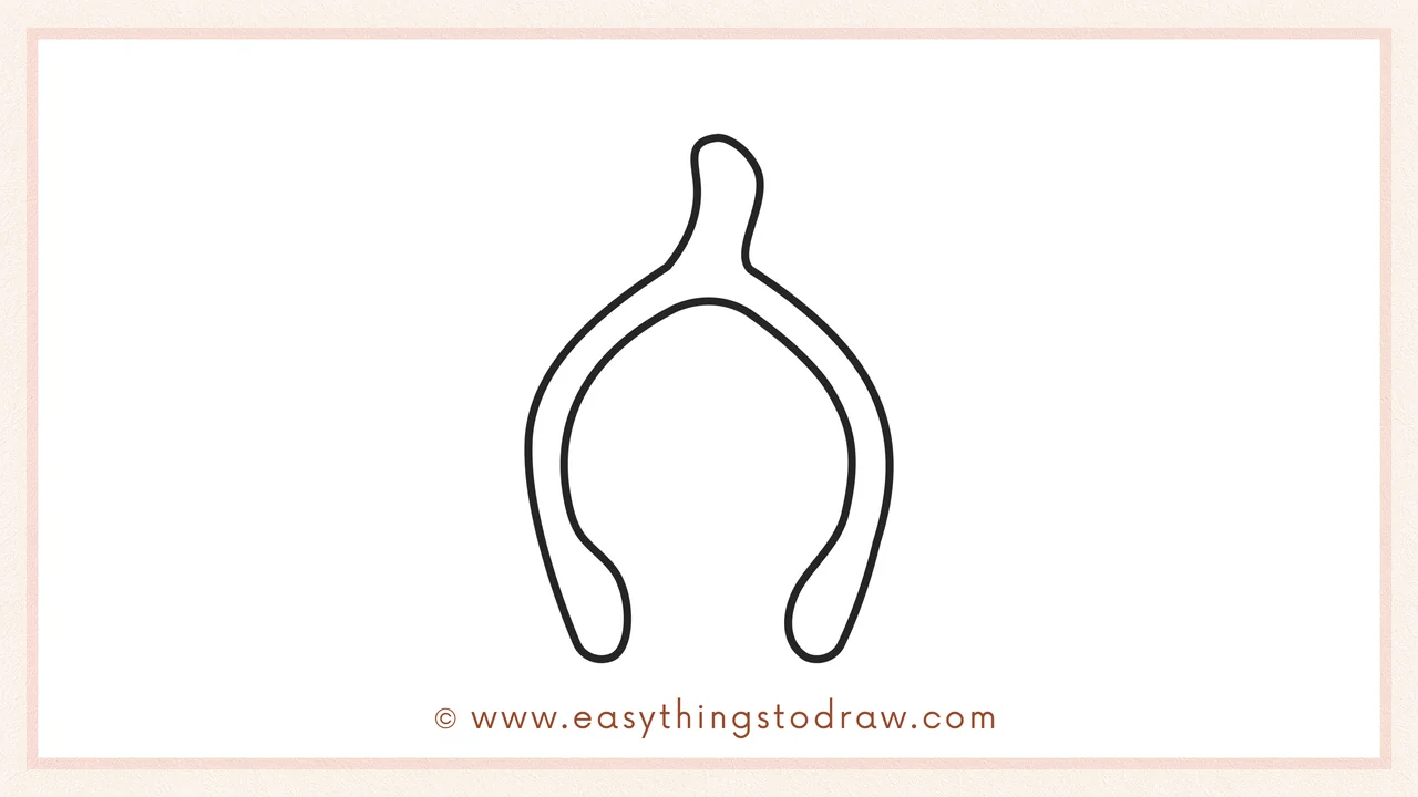 Step 6 of simple wishbone drawing tutorial – adding a short curved bump to connect the top ends.