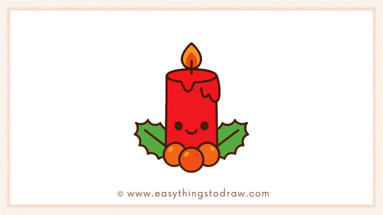 How to Draw a Cozy Christmas Candle Step by Step – Simple Art Lesson for Children