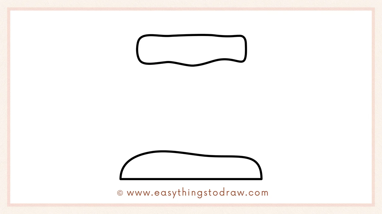 Step 2 of drawing a christmas chimney – Add a large, rounded rectangle below the snowy top for the chimney's snowy base.
