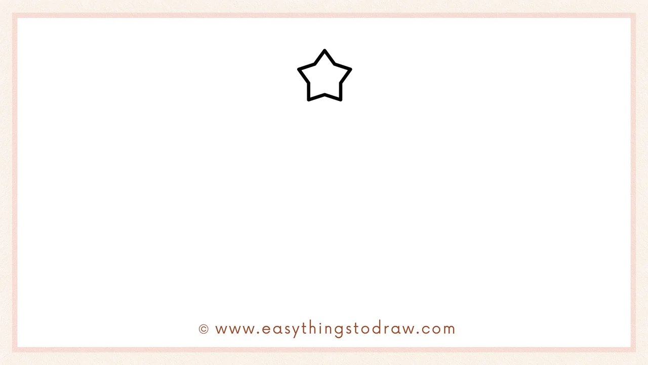 Step 1 of how to draw a Christmas Tree – Drawing a five-pointed star at the top of the page for the tree's topper.