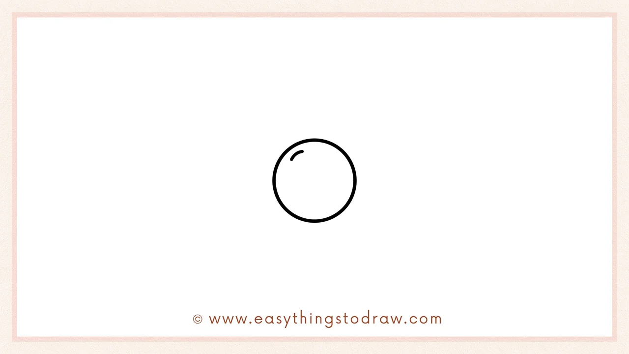 Step 1 of how to draw a christmas holly – A single circle is drawn in the center of the page for the first berry.