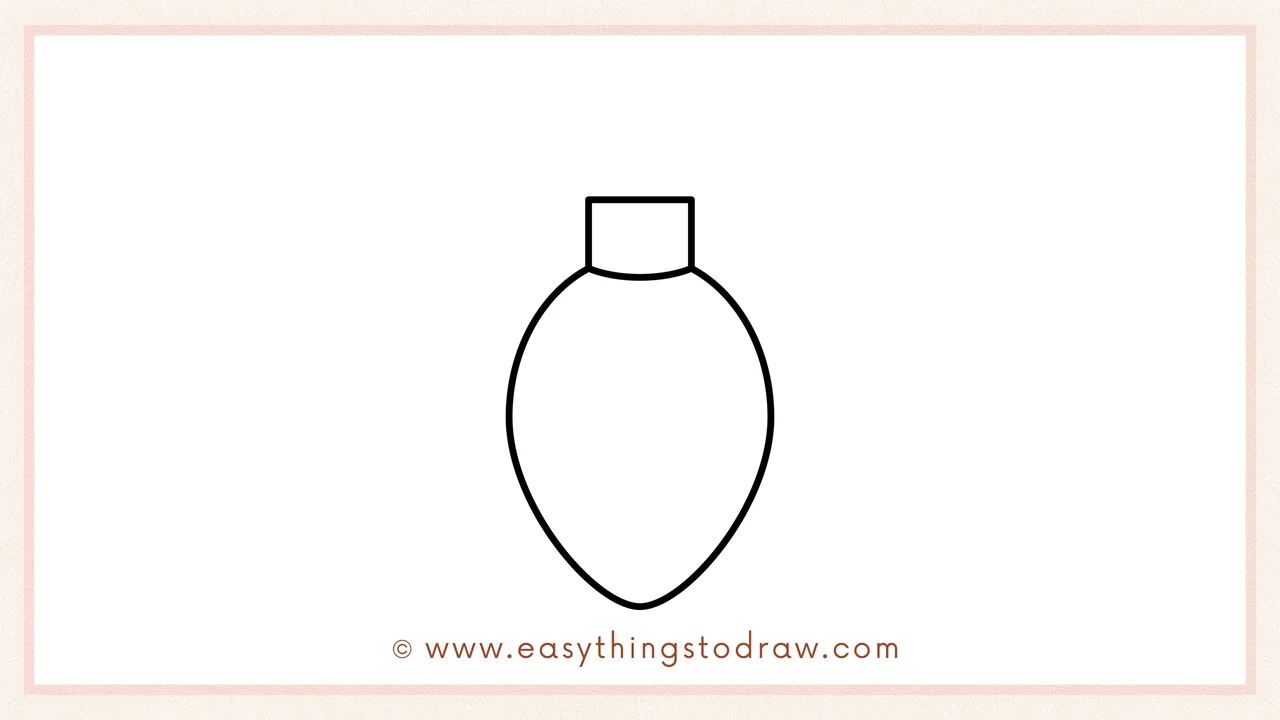 Step 3 of sketching a Christmas light for beginners – Drawing a matching curve on the right side to complete the teardrop shape.