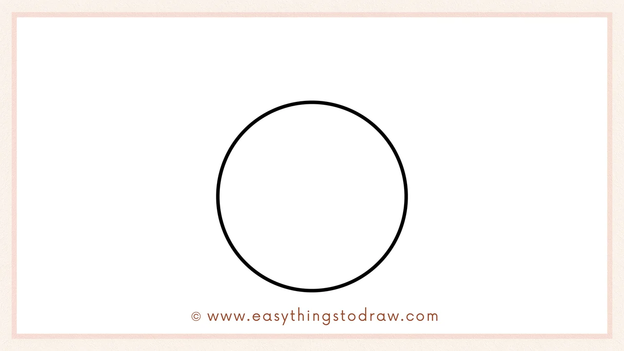 Step 1 of how to draw a Christmas Tree Ornament – Drawing a large circle for the main body of the ornament.