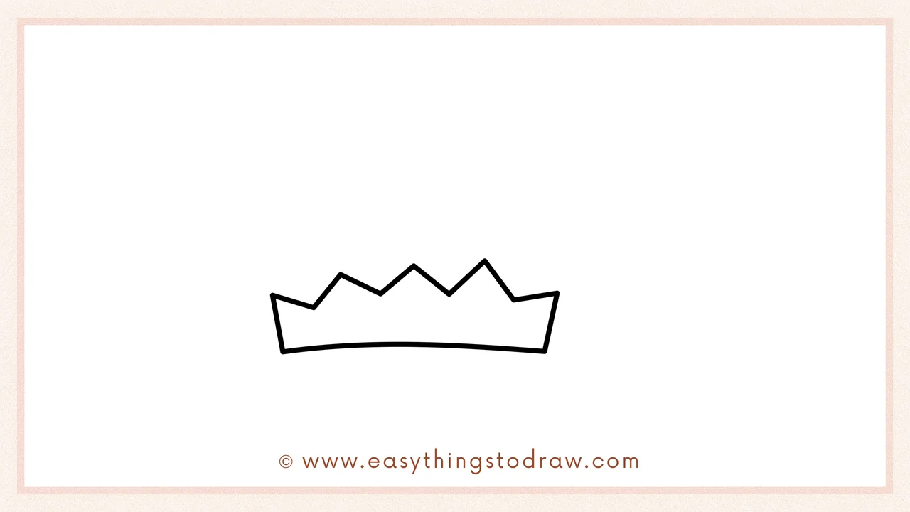 Step 1 of how to draw an elf hat – Sketching a zigzag line to form the crown-like brim of the hat.