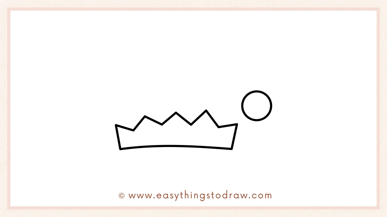 Step 2 of drawing an elf hat – Adding a small circle to the upper right, which will become the jingle bell.