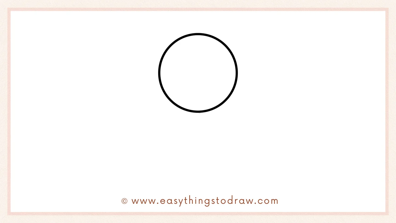 Step 1 of how to draw a gingerbread man – Sketching a large circle for the gingerbread man's head.