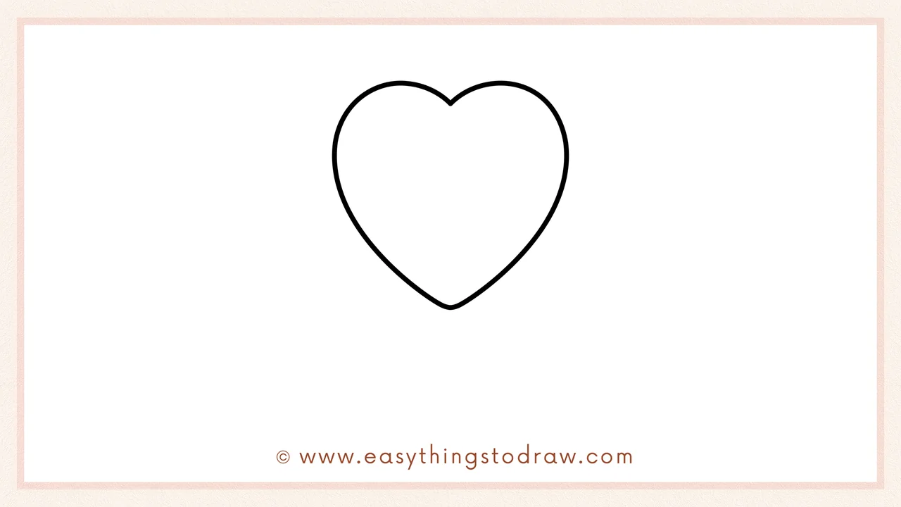Step 2 of drawing a heart balloon – Adding the second curve to form a complete heart for the balloon's body.