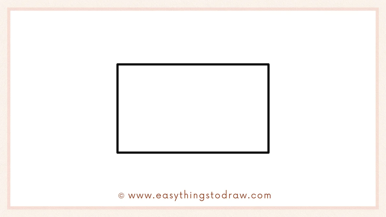 Step 2 of drawing a letter to santa – completing the wide rectangle shape of the envelope by adding the right and bottom lines.