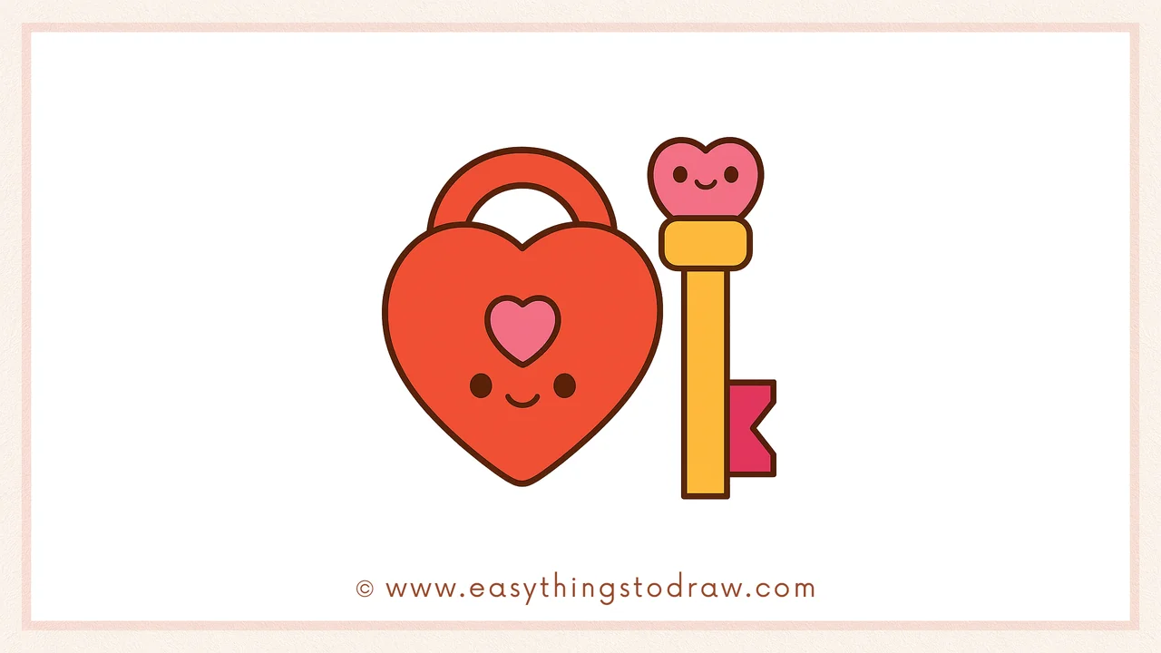 How to Draw a Cute Valentine’s Day Lock and Key – Step by Step Drawing Guide for Kids and Beginners