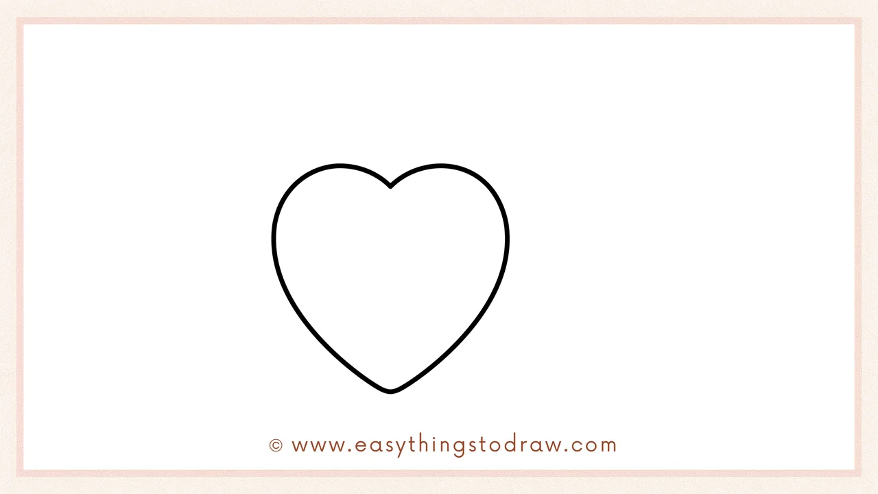 Step 1 of how to draw a lock and key – Drawing a large heart shape to form the main body of the lock.