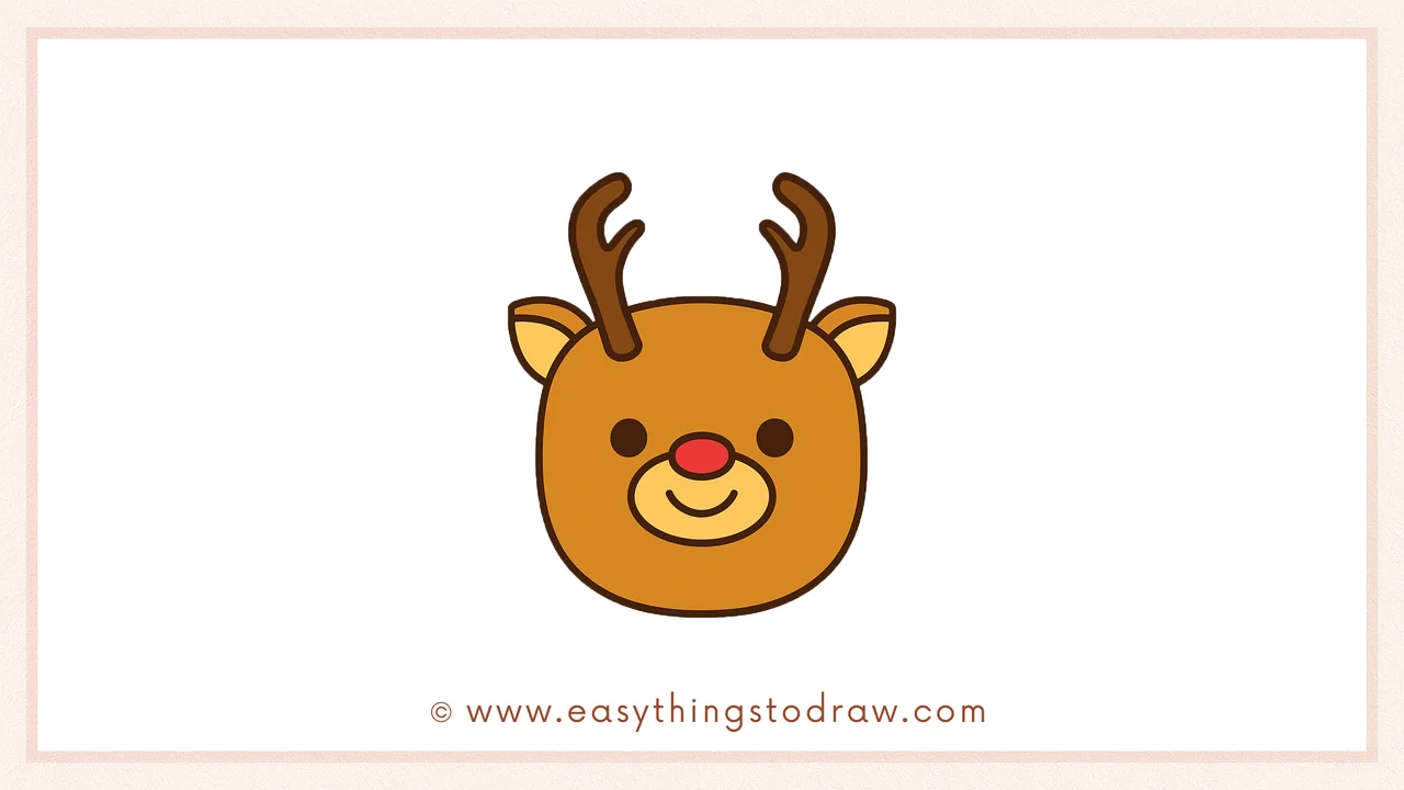 How to Draw a Cute Rudolph the Red-Nosed Reindeer Step by Step – Fun Christmas Drawing Guide for Kids