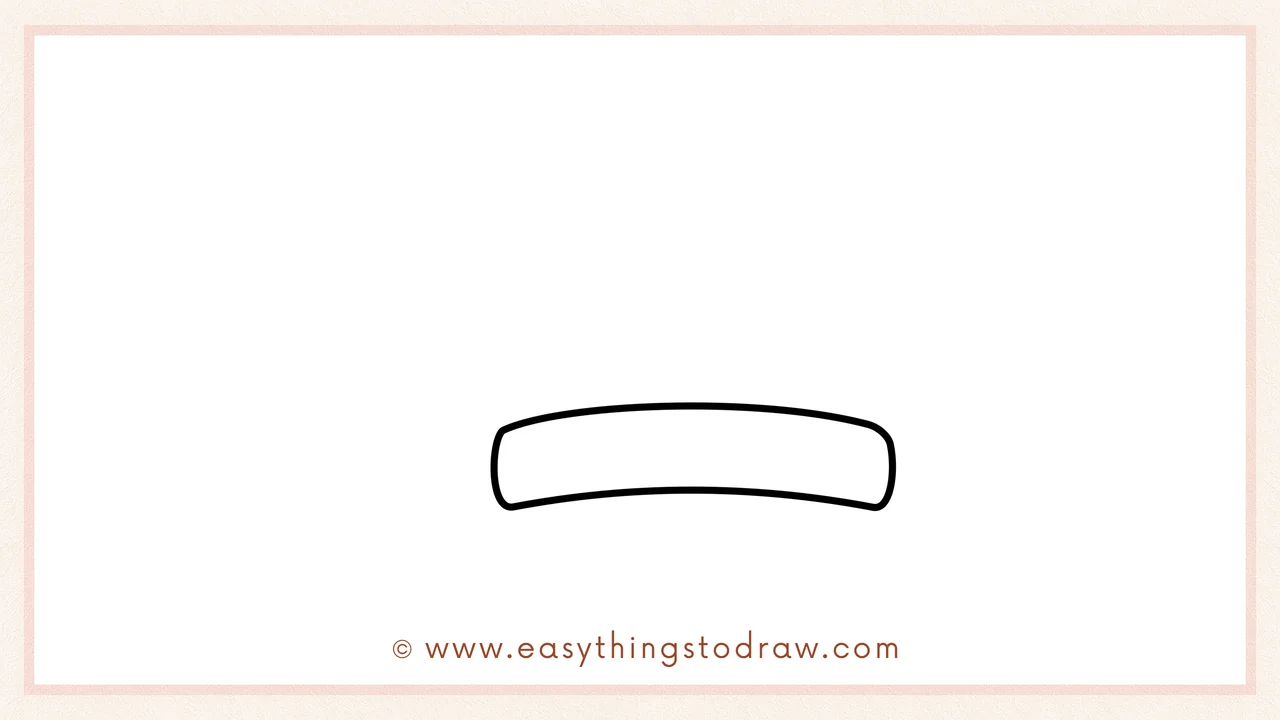 Step 1 of how to draw a Santa hat – Drawing a small rectangular band that will form the base of the hat.