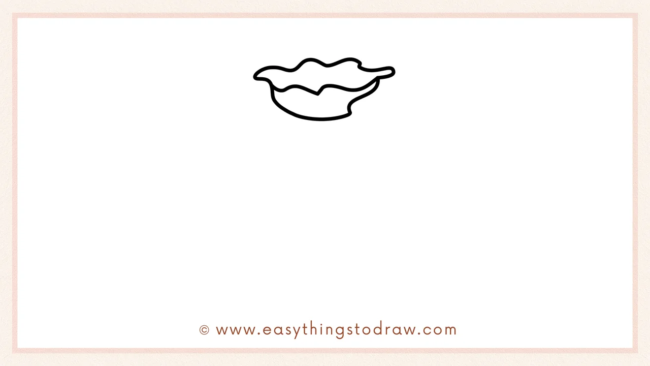Step 2 of drawing a Santa's gift bag – Adding a second wavy line underneath the first to create a puffy inner rim.