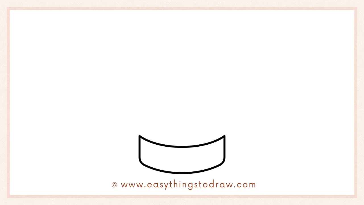 Step 1 of how to draw a snow globe – A curved 'U' shape is drawn for the base of the snow globe.