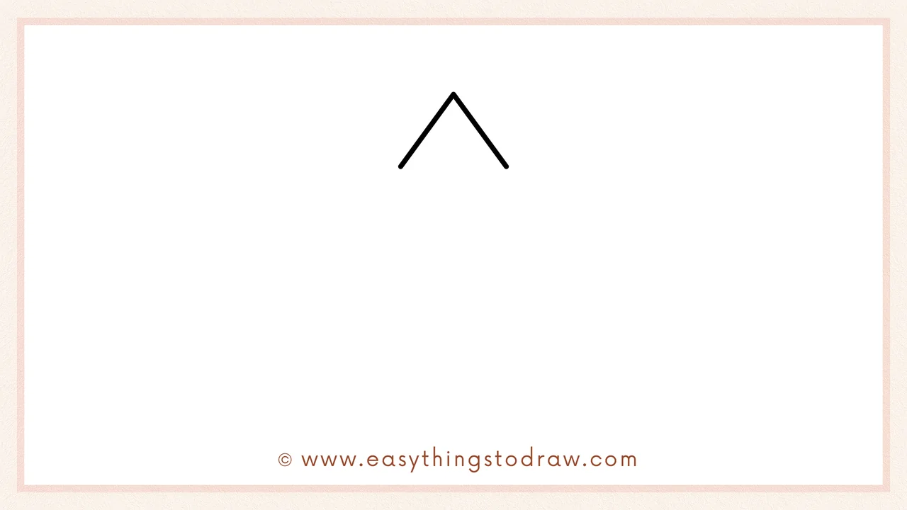 Step 1 of how to draw a star – Sketching an upside-down 'V' shape to create the top point of the star.