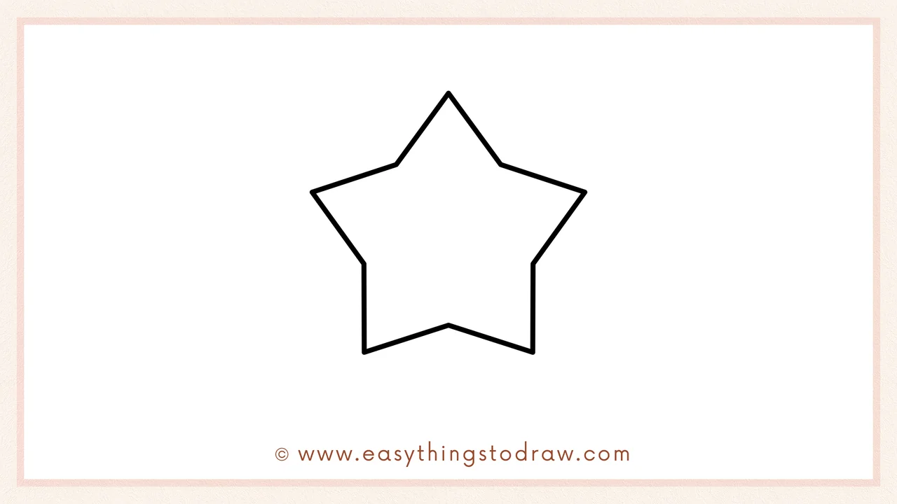 Step 3 of sketching a star for beginners – Connecting the lines to complete the classic five-pointed star outline.