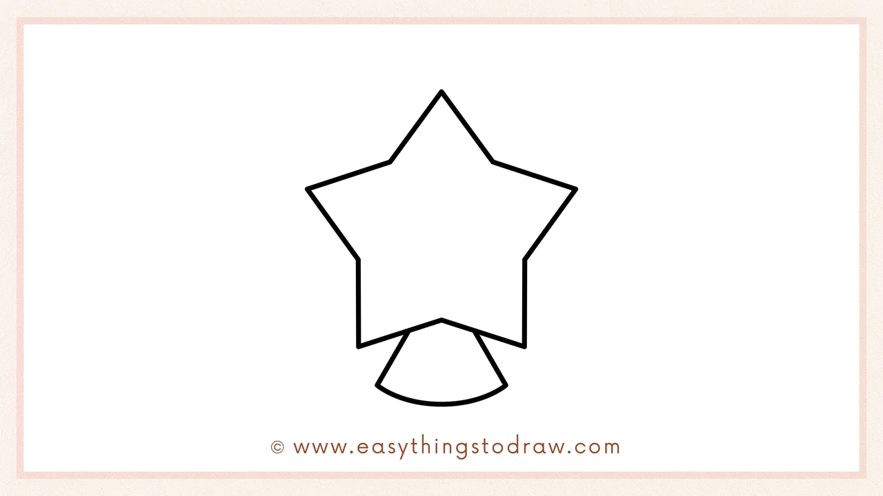 Step 5 of easy star drawing steps – Adding a matching second leg next to the first one to make the star look like it can walk.