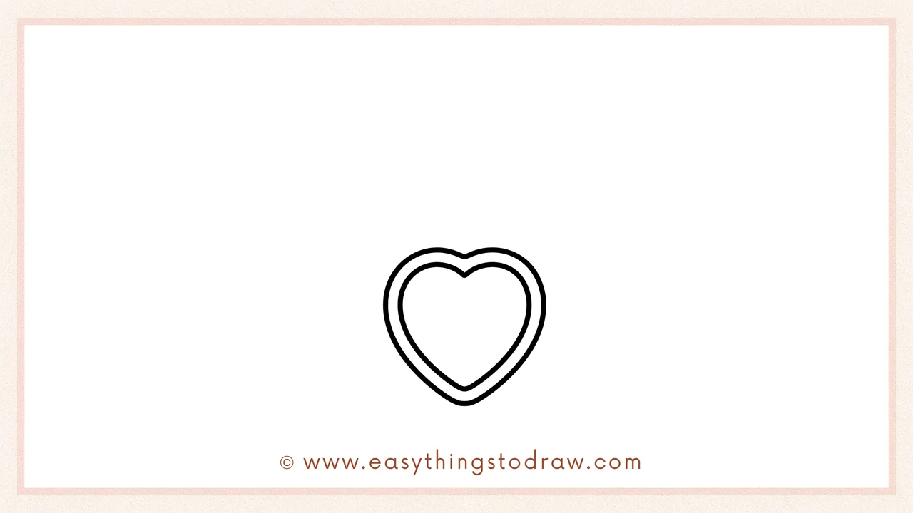 Step 2 of drawing a valentine perfume bottle – adding a slightly smaller heart inside the first one to create a cute, layered design.