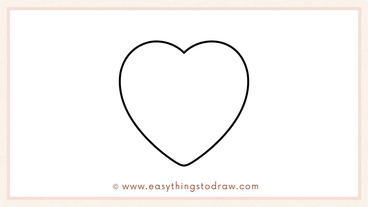 Step 1 of how to draw a Valentine's Day box of chocolates – Drawing a large heart shape to form the main outline of the box.