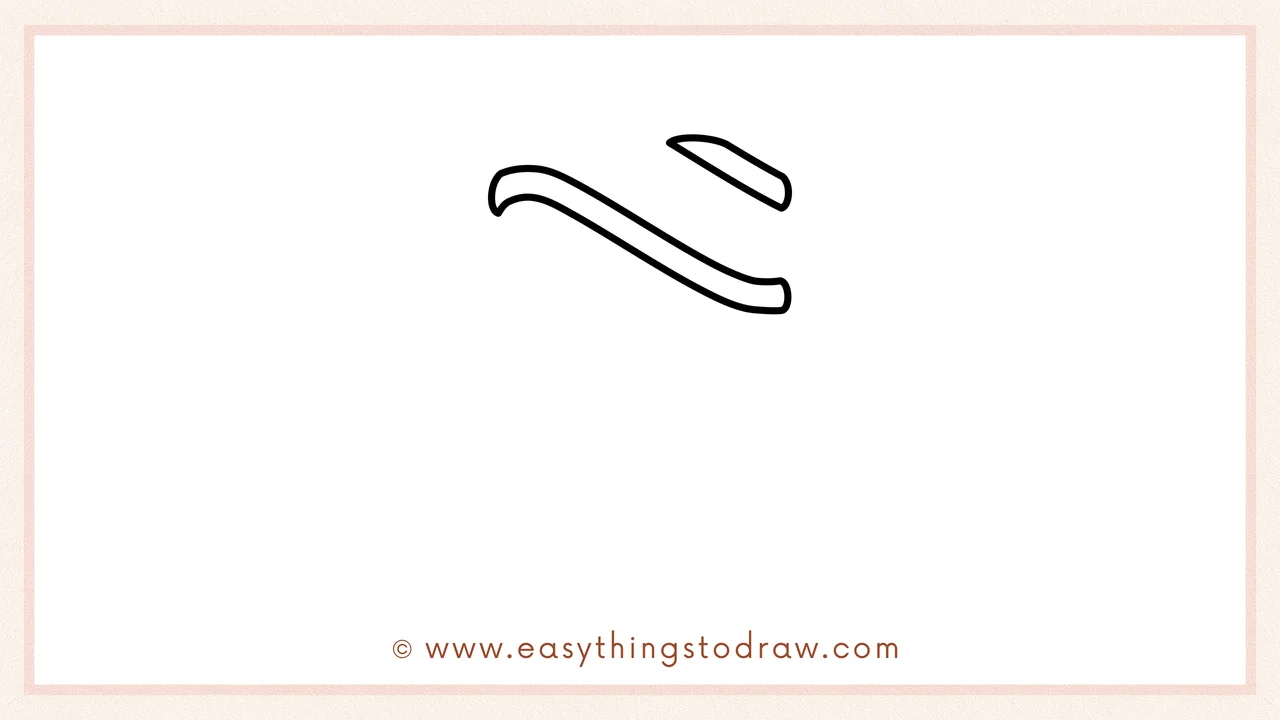 Step 1 of how to draw a Valentine's Day chocolate – Sketching a long, wavy diagonal line for the first drizzle stripe.
