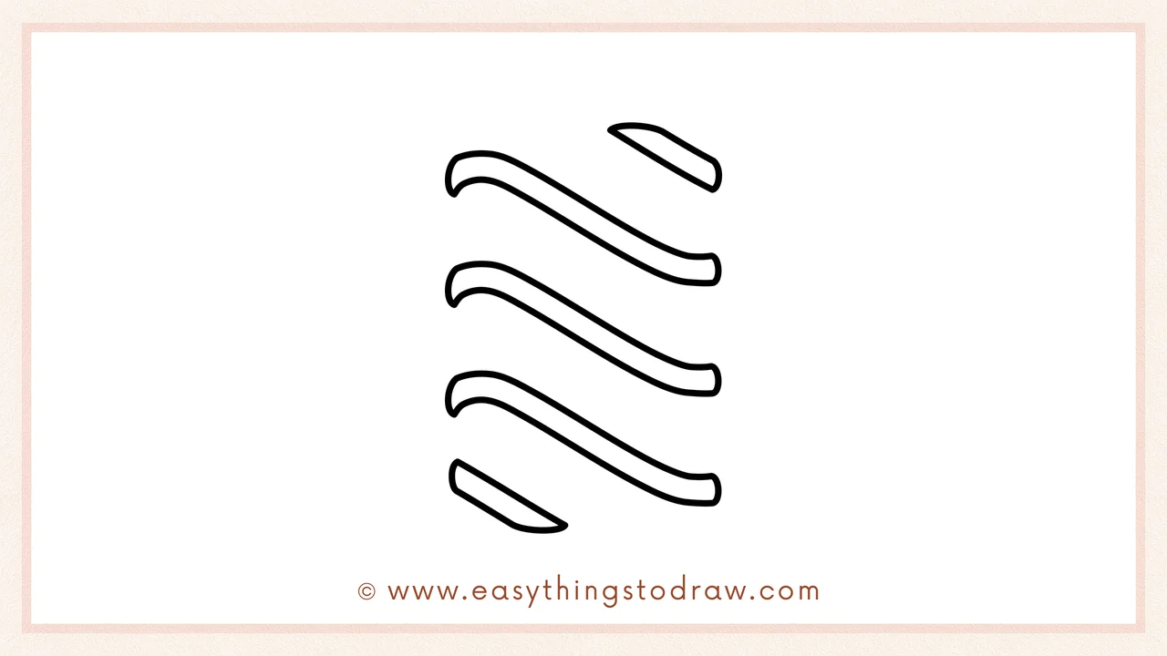 Step 3 of sketching a Valentine's Day chocolate for beginners – Drawing several more wavy lines to create a full drizzle pattern.