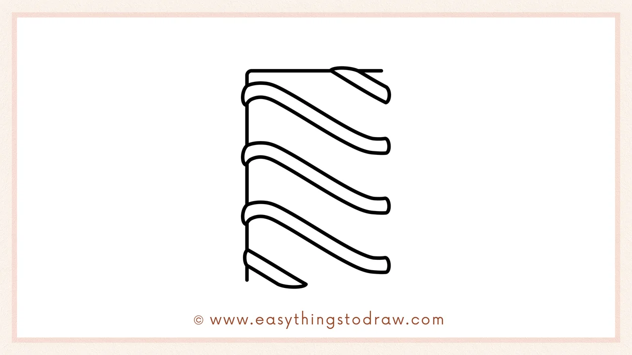 Step 4 of a step-by-step Valentine's Day chocolate sketch – Outlining a tall rectangle with rounded corners around the stripes.
