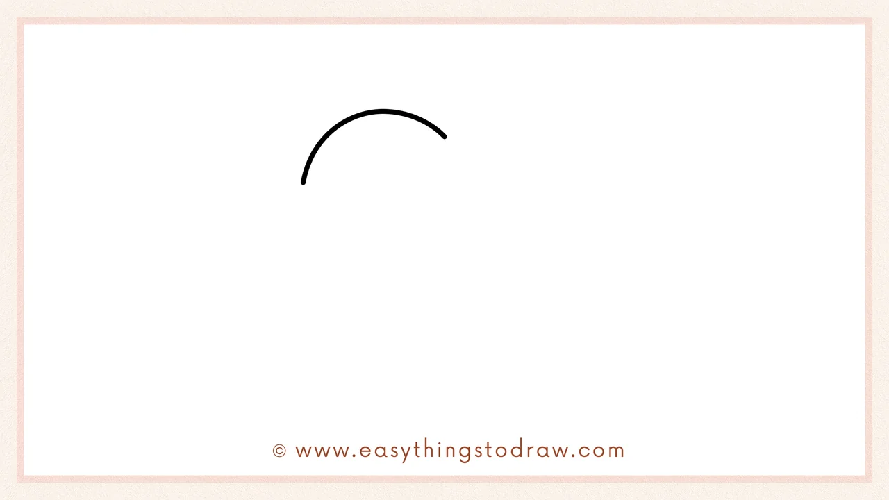 Step 1 of how to draw a valentines day heart – Draw a simple curved line to form the top of the heart.