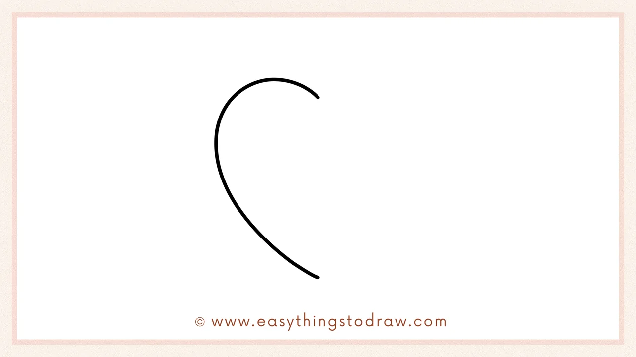 Step 3 of sketching a valentines day heart for beginners – Draw another downward curve on the right side.