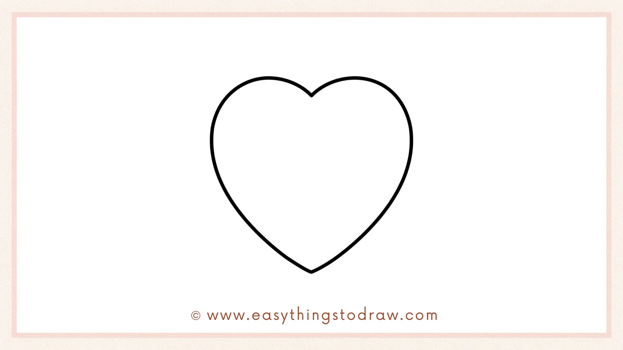 Step 5 of easy valentines day heart drawing steps – Refine the lines to make the heart shape symmetrical and smooth.