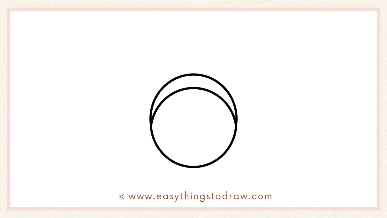 Step 2 of drawing a valentines day kiss – A large circle is drawn underneath the hairline to form the head.